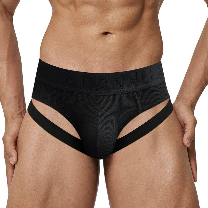 Men's High Fork Briefs Sexy Embossed Pattern Sports Underwear