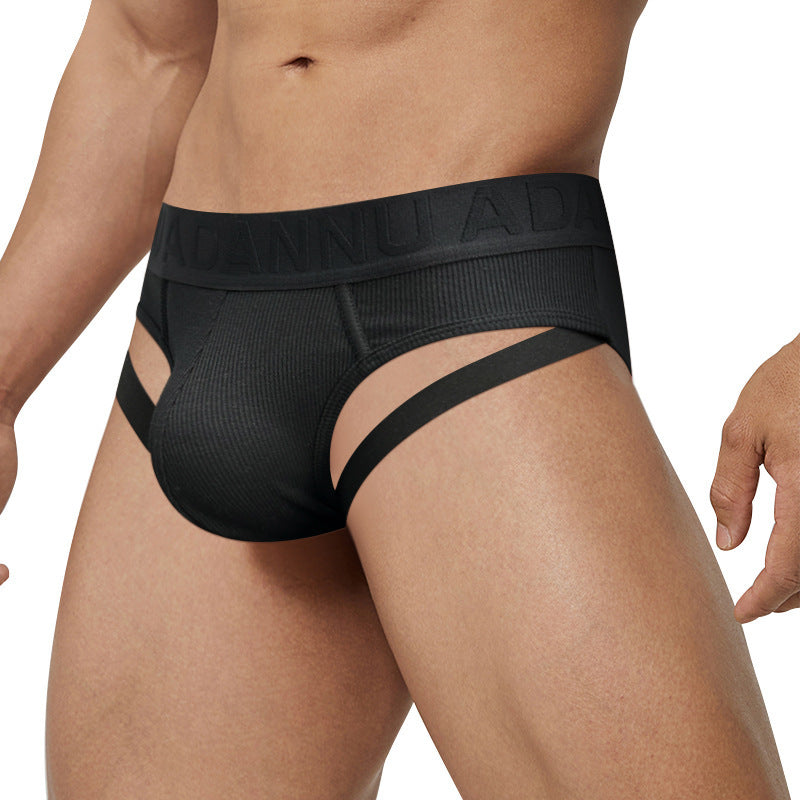Men's High Fork Briefs Sexy Embossed Pattern Sports Underwear
