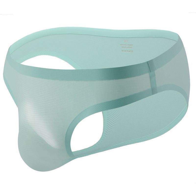 Seamless Men Ice Silk Stripes Low Waist Briefs