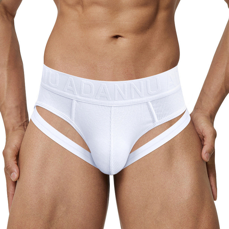 Men's High Fork Briefs Sexy Embossed Pattern Sports Underwear
