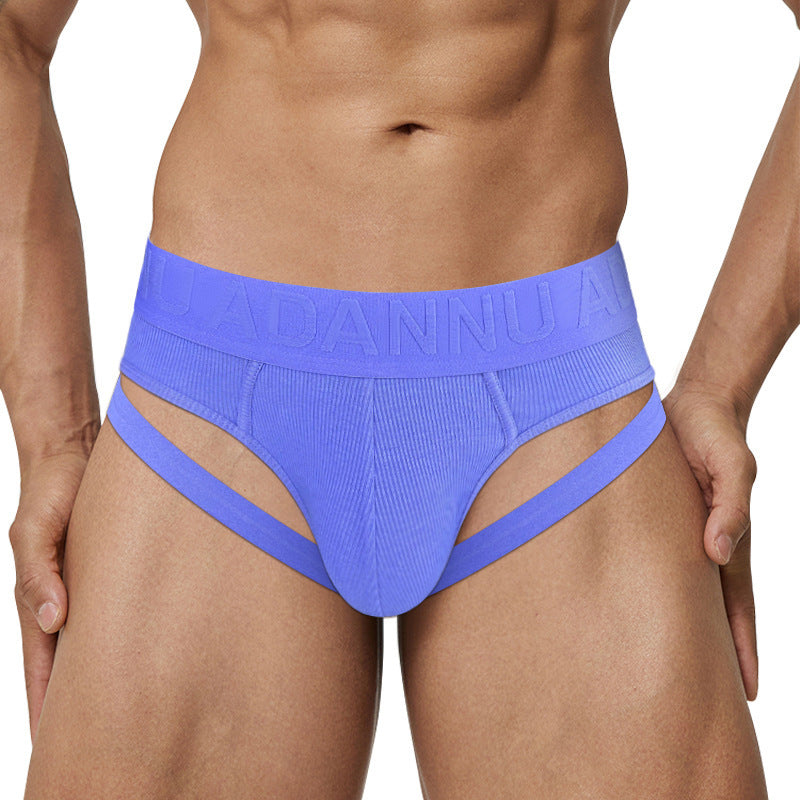 Men's High Fork Briefs Sexy Embossed Pattern Sports Underwear