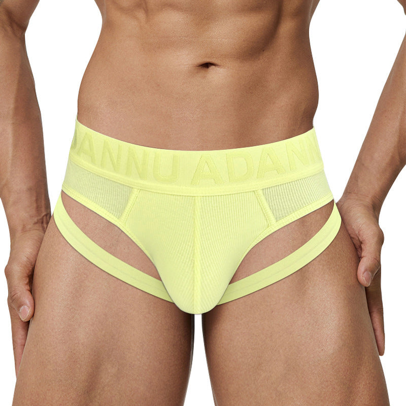 Men's High Fork Briefs Sexy Embossed Pattern Sports Underwear