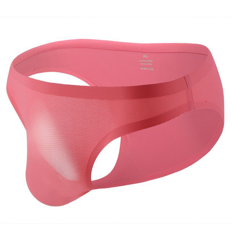 Seamless Men Ice Silk Stripes Low Waist Briefs