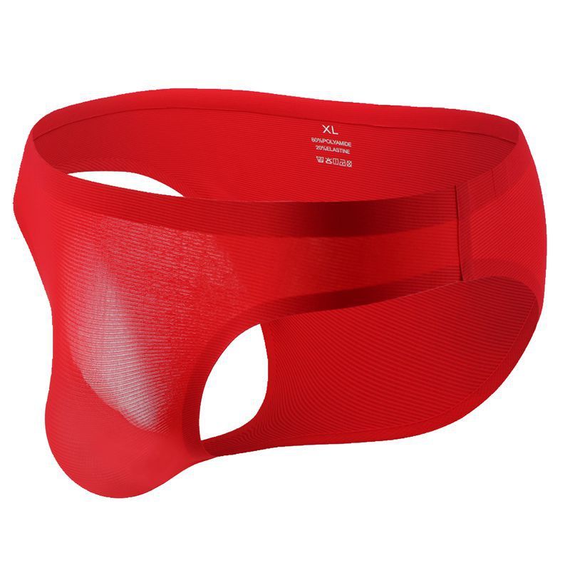 Seamless Men Ice Silk Stripes Low Waist Briefs